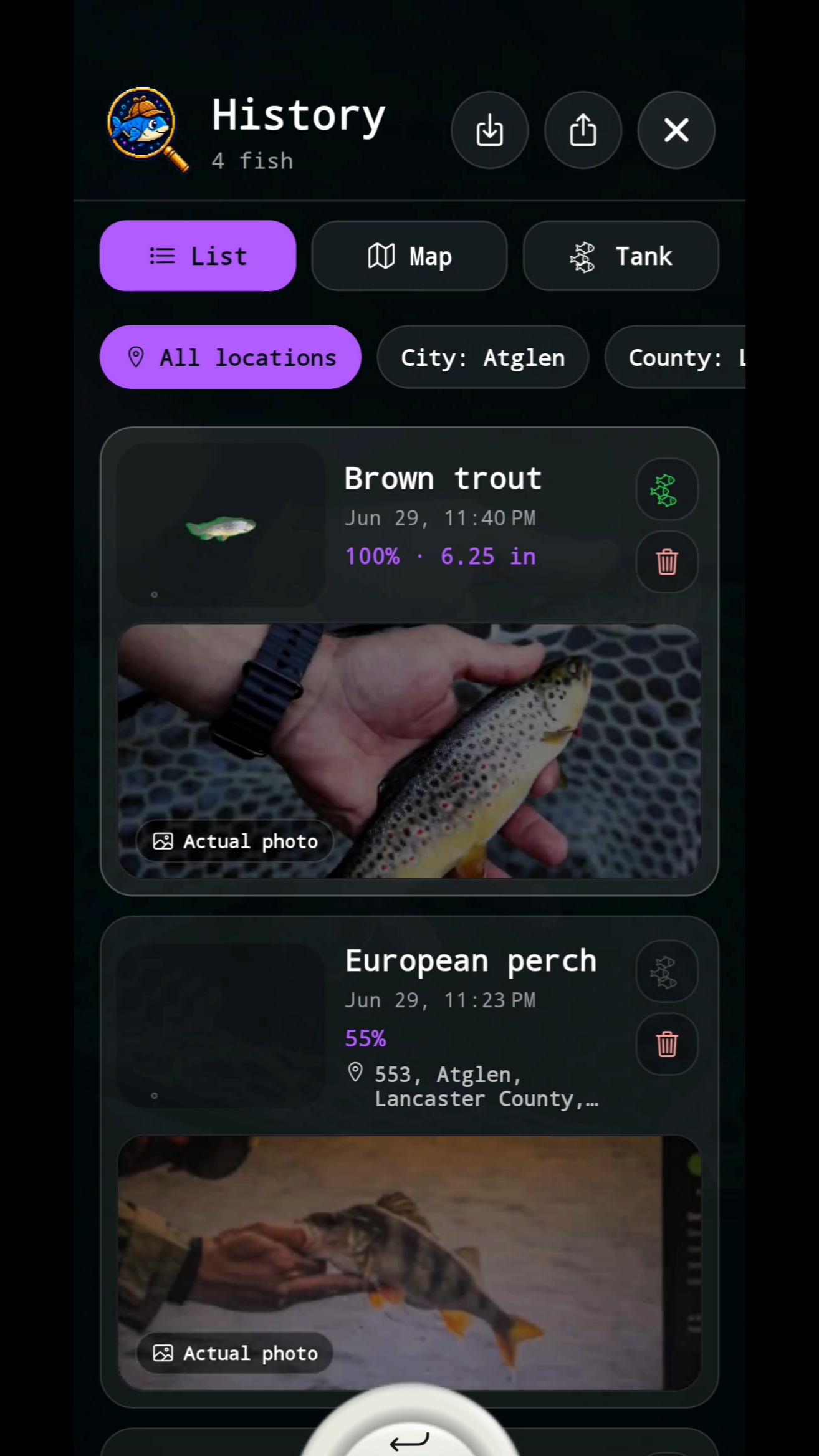 FishLock interactive catch collection