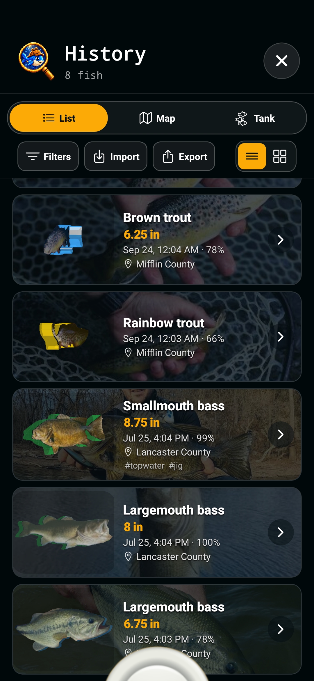 FishLock interactive catch collection