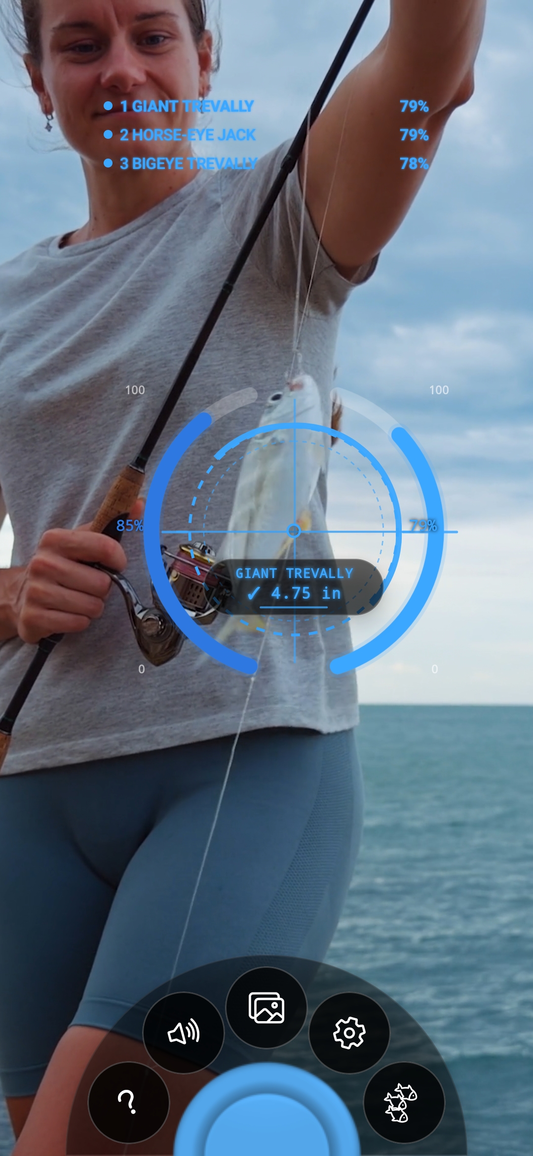 FishLock lock-on identification and measurement screen